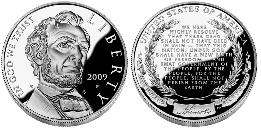 Abraham Lincoln Bicentennial Silver Dollar Proof - Click on image to enlarge