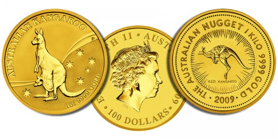 Australian Kangaroo Gold Bullion Coins - Click on image to enlarge