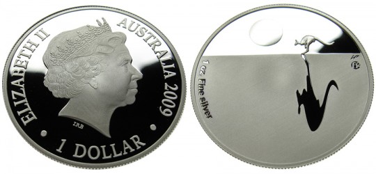 2009 $1 Kangaroo at Sunset F12 Proof Silver Coin - click on image to enlarge