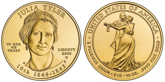 Julia Tyler First Spouse Gold Coin - Uncirculated - click on image to enlarge