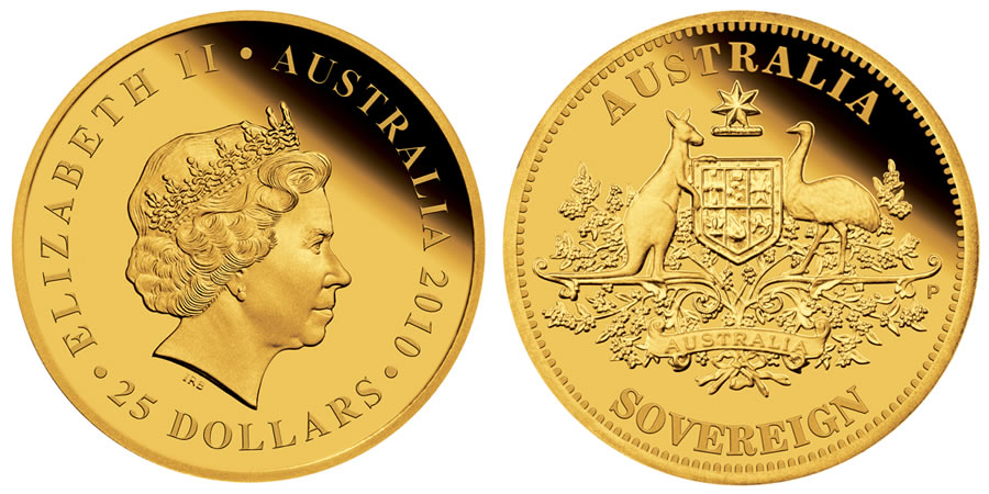 2010 Perth Mint Gold Proof Sovereign Coin (Perth Mint images) 2010 Perth Mint Gold Proof Sovereign Coin - click on image to enlarge