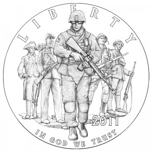 2011 $5 Gold US Army Commemorative Coin, obverse