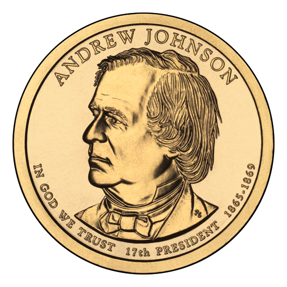 2011 Andrew Johnson Presidential $1 Coin (US Mint image)