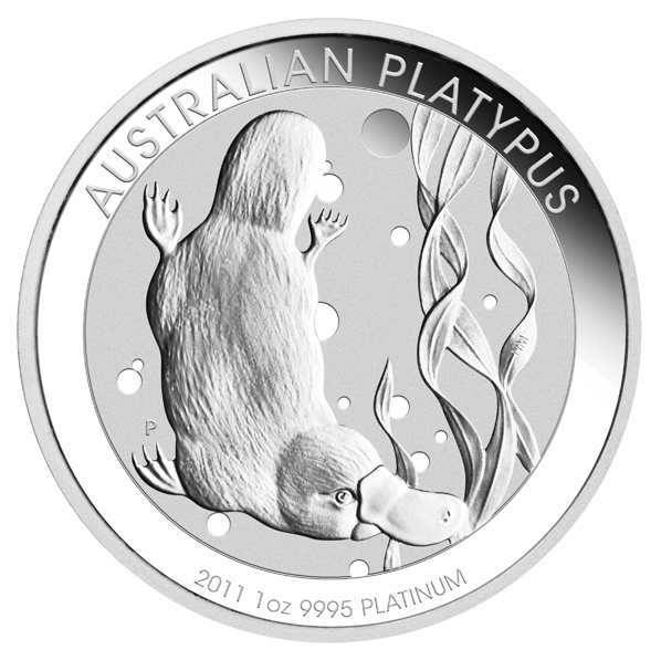 2011 Australian Platypus Platinum Bullion Coin, reverse 2011 Australian Platypus Platinum Bullion Coin, reverse