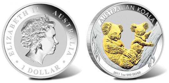 2011 Australian Koala Gilded Silver Coin (Perth Mint Images)