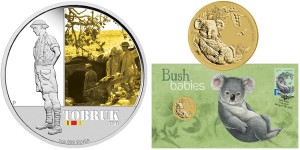 Battle of Tobruk Silver Proof Coin & Koala Bush Babies Coin