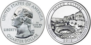 2012 Chaco Culture America the Beautiful Coin (Related Quarter Dollar Shown) (US Mint images)
