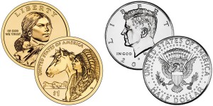 2012 Native American $1 Coins and 2012 Kennedy Half Dollars (US Mint images)