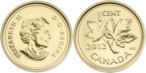 2012 Farewell to the Penny 1/25 oz Gold Coin (Royal Canadian Mint images)
