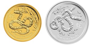 2013 Year of the Snake Gold and Silver Bullion Coins (Perth Mint images)